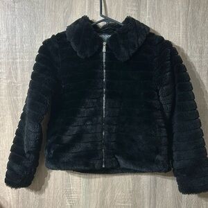 Kensie Girl Black Faux Fur Jacket size 10/12
